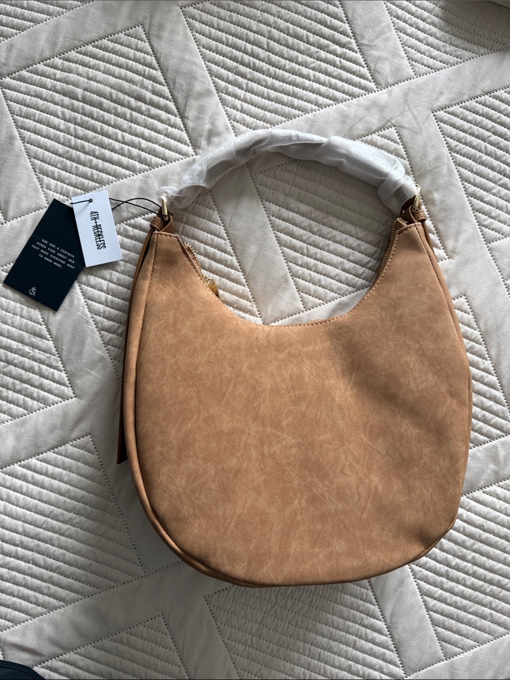 Classic Tan Crescent Shoulder Bag by Unbranded